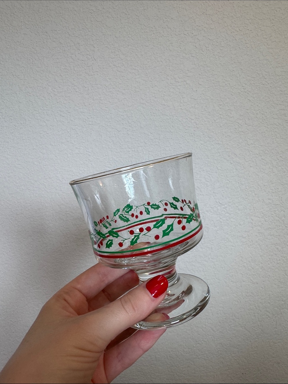 Vintage Arby's Holly Berry Christmas Dessert Glasses Set of 4
